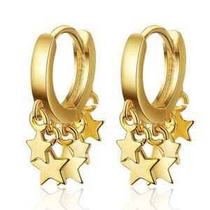 NEW GOLD STAR HOOP EARRINGS